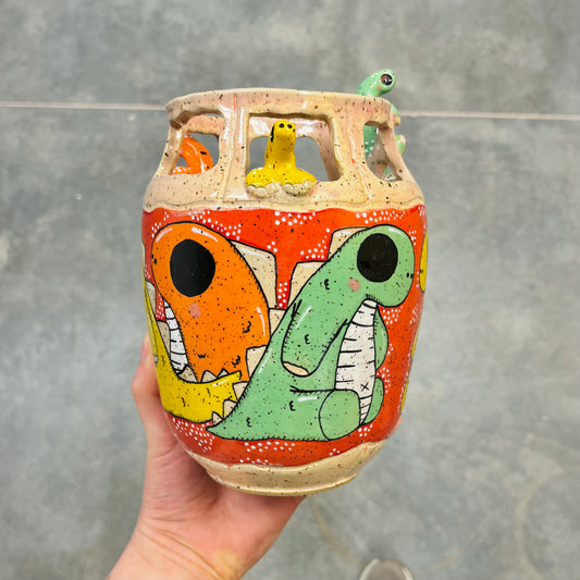 Climbing Dino Vase