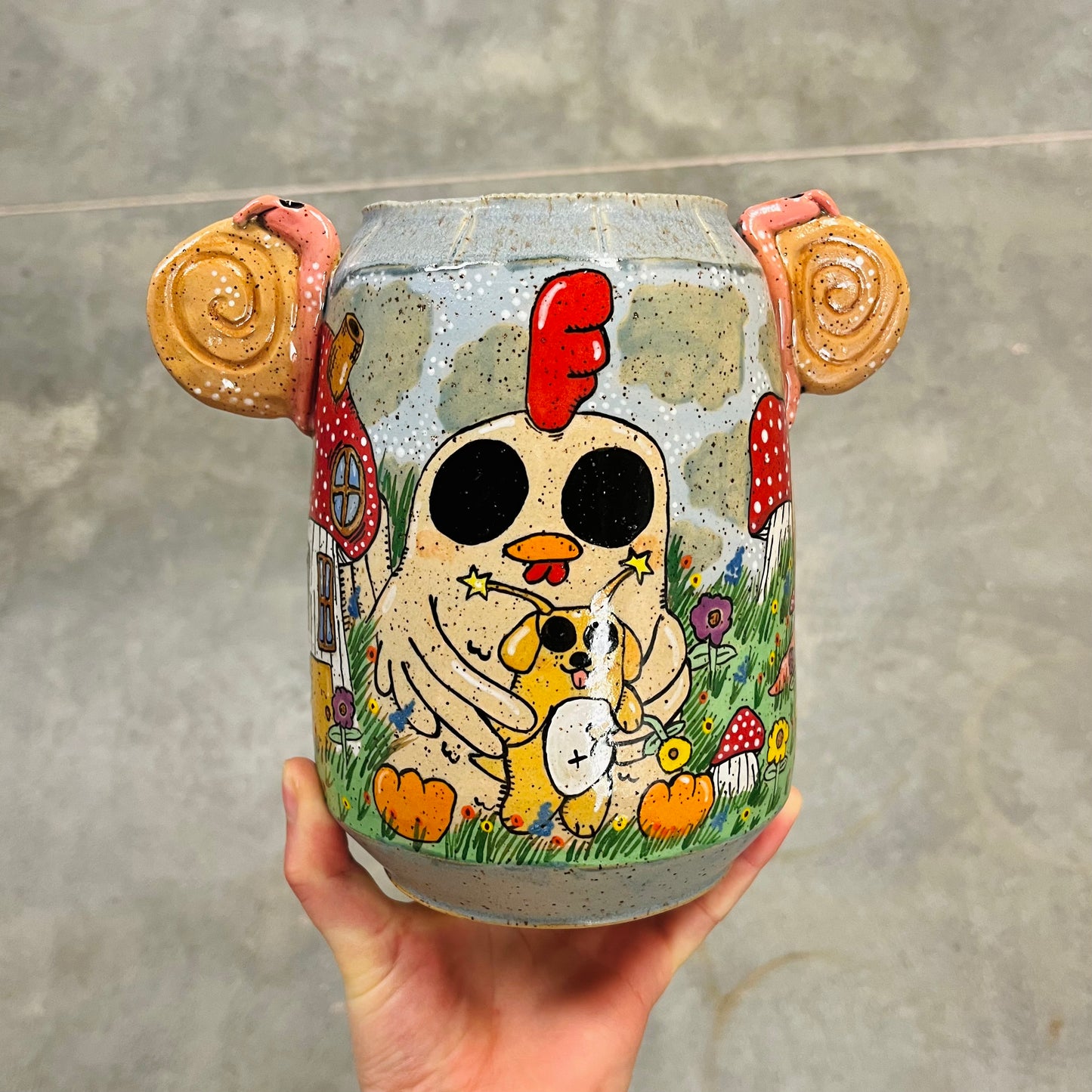 Snails & Puppy Dog Tails.. And A Chicken? Vase