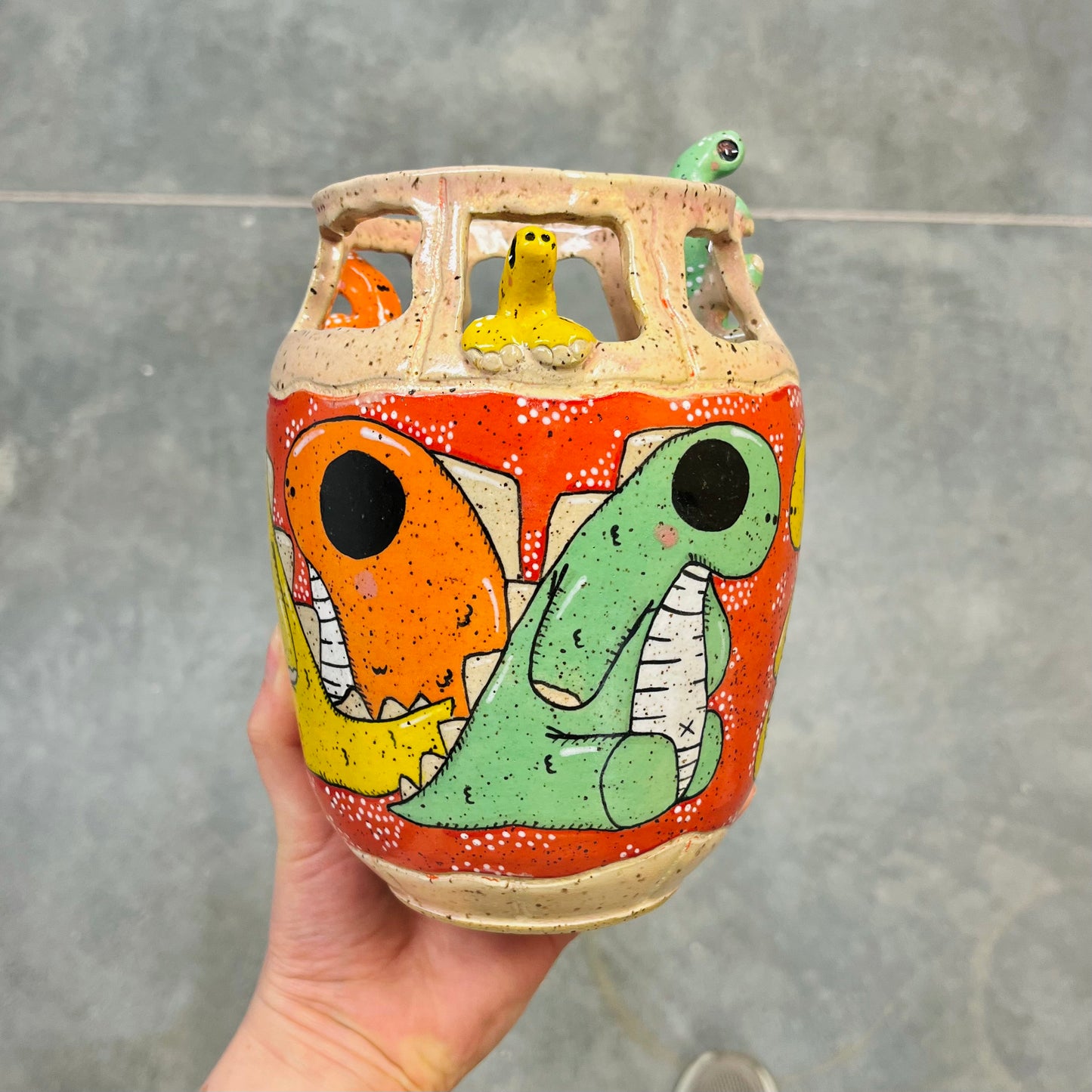 Climbing Dino Vase