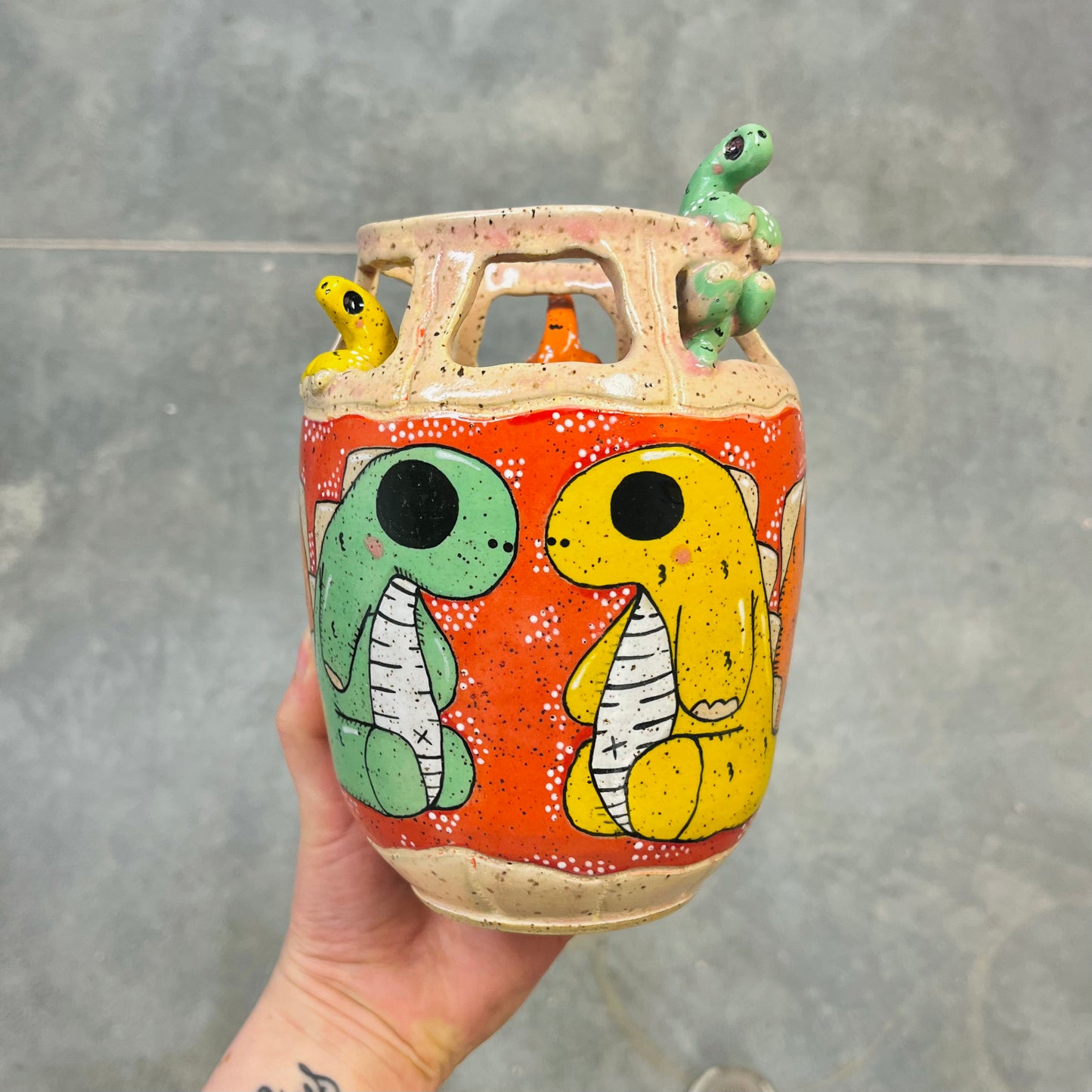 Climbing Dino Vase