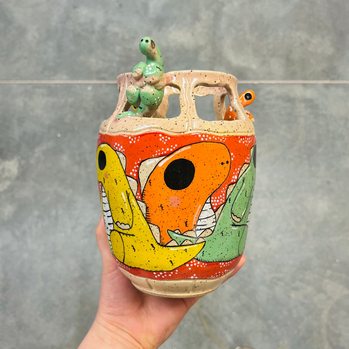 Climbing Dino Vase